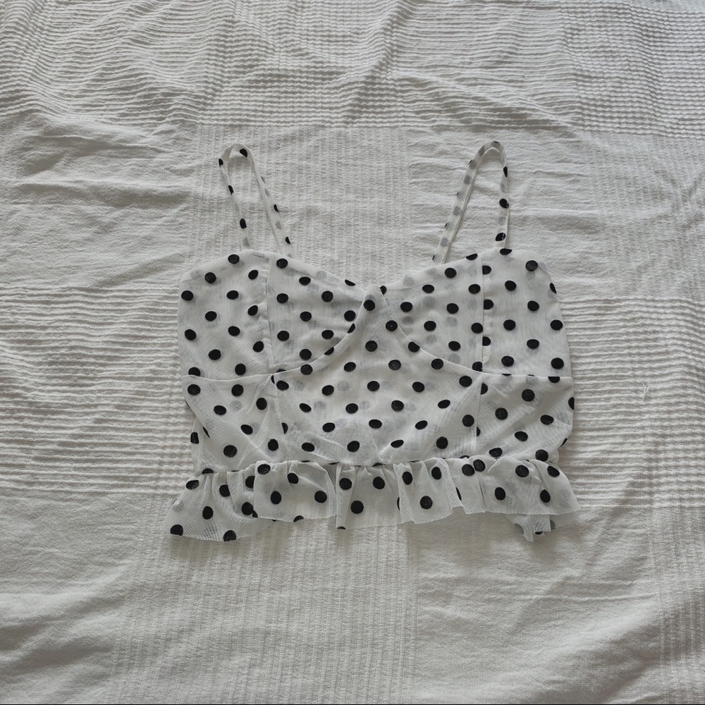 PrettyLittleThing Polka Dot Mesh Bralette Top